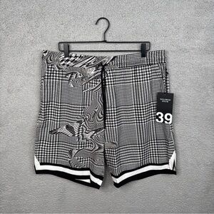 Dolorem Ipsum Black/White/Gray Shorts Front Pockets Drawstring Men XL Shorts NWT